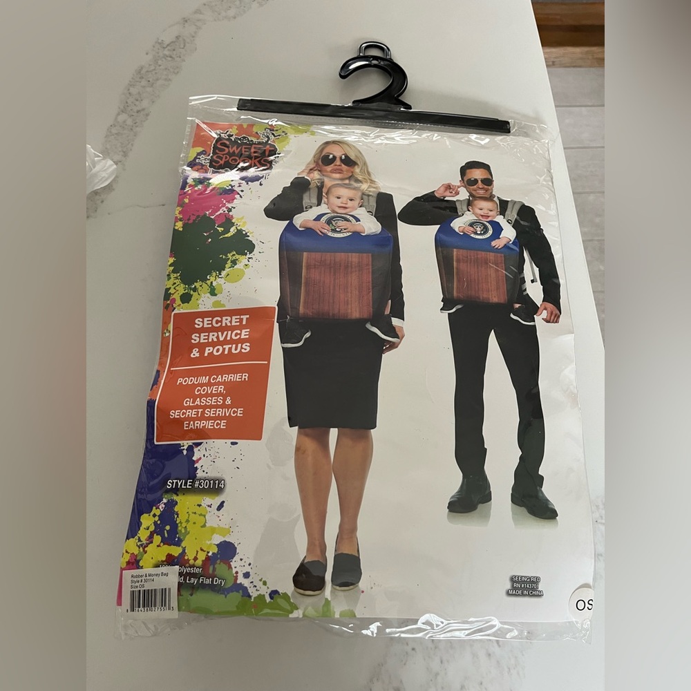 Secret service & Potus Halloween costume.  Perfect for you and baby!